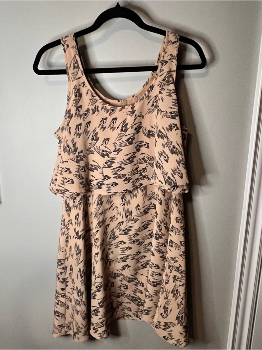 BCBGeneration Peach and Black Printed Sleeveless Dress